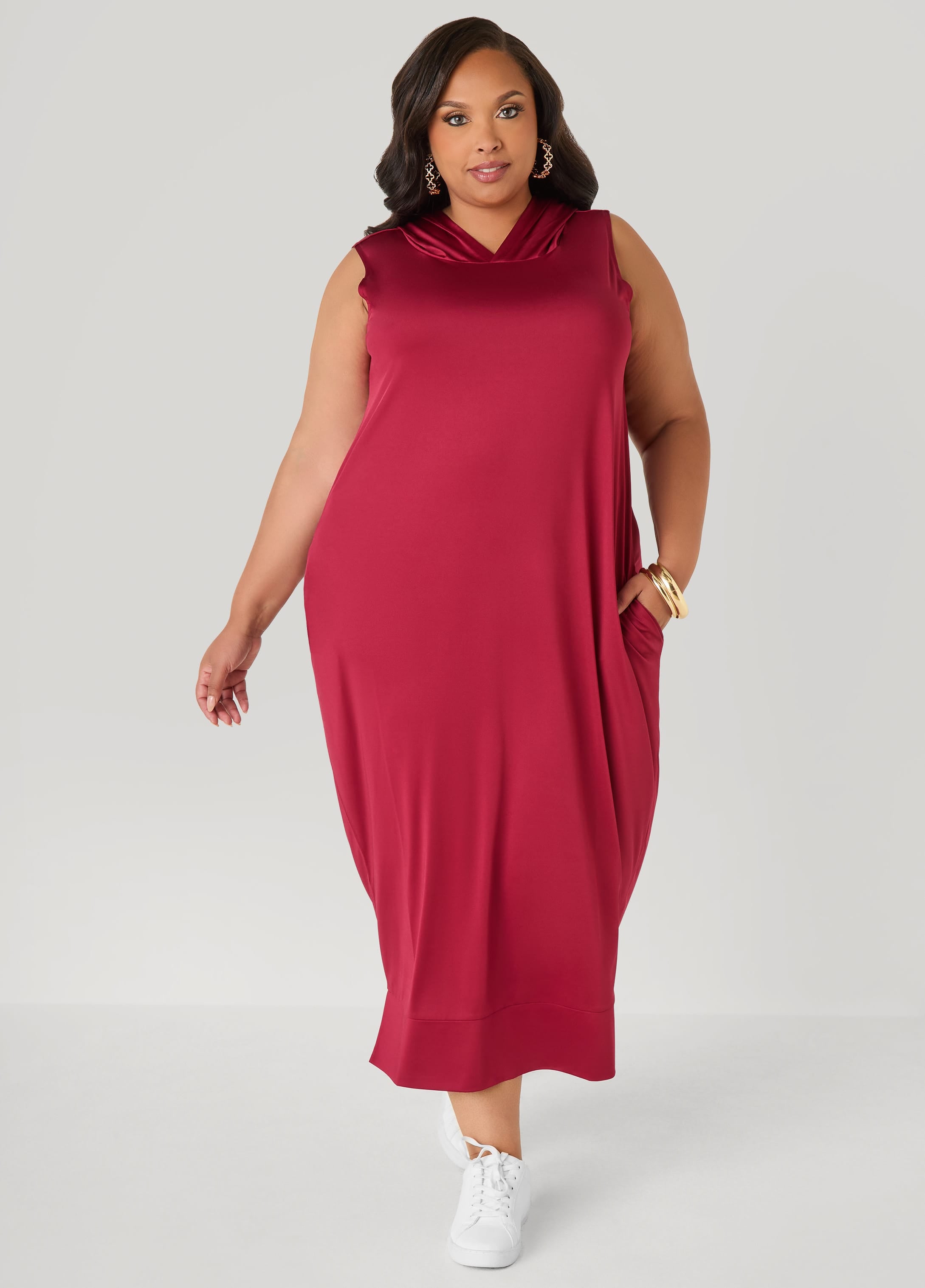 hooded maxi dress S making it versatile enough for both laid Hooded Linen Maxi Dress with