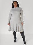 Plus Size Lace Up Sharkbite Sweater Dress