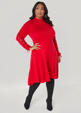 Plus Size Lace Up Sweater Dress