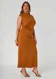Pleated Mock Neck Maxi Dress