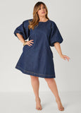 Balloon Sleeve Denim Dress