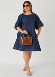 Balloon Sleeve Denim Dress