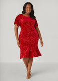 Flounced Sequin Velvet Dress