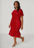 Flounced Sequin Velvet Dress