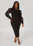 Organza Paneled Metallic Dress