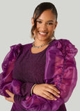 Organza Paneled Metallic Dress