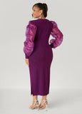 Organza Paneled Metallic Dress