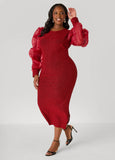 Organza Sleeve Metallic Dress
