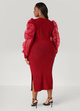 Organza Sleeve Metallic Dress