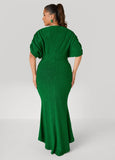 Hi Low Metallic Mermaid Gown