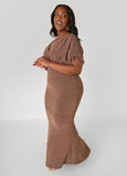 Metallic Hi Low Mermaid Gown