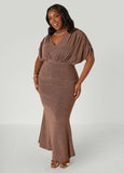 Metallic Hi Low Mermaid Gown