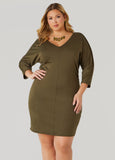 Ruched V Neck Dress