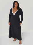Plus Size Crystal Embellished V Neck Gown