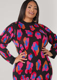 Leopard Intarsia Sweater Dress
