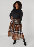 Ribbed And Plaid Maxi Dress