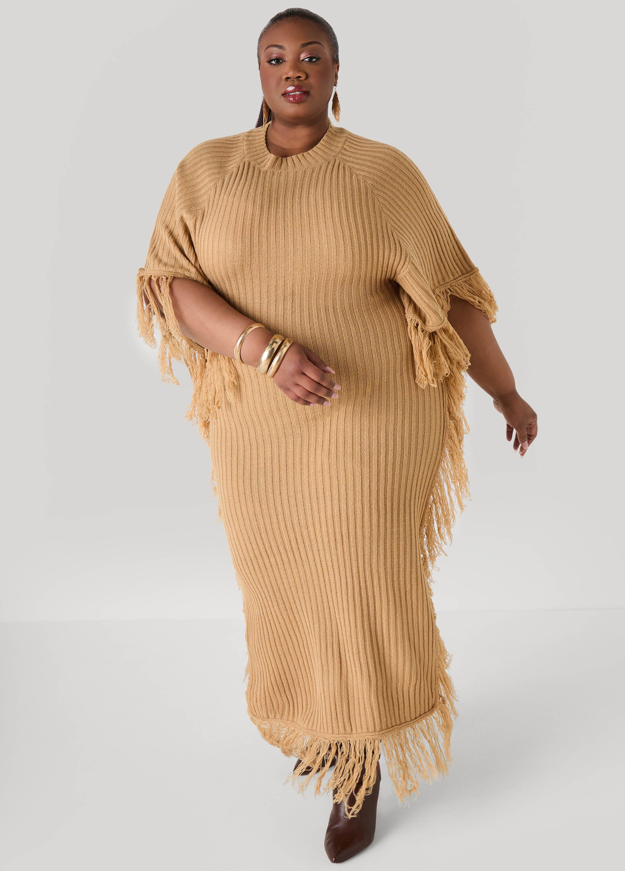 Fringed Maxi Sweater Dress Ashley Stewart Fringed Maxi Sweater Dress Ashley Stewart