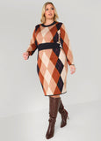 Argyle Intarsia Sweater Dress