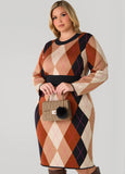 Argyle Intarsia Sweater Dress