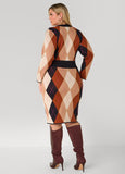 Argyle Intarsia Sweater Dress