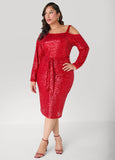 Sequined Cold Shoulder Dress