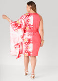 Paneled Floral Satin Dress
