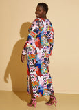 Printed Boatneck Maxi Dress