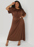 Plus Size Maxi Dress Gathered Draped Semi Formal Gown Dress