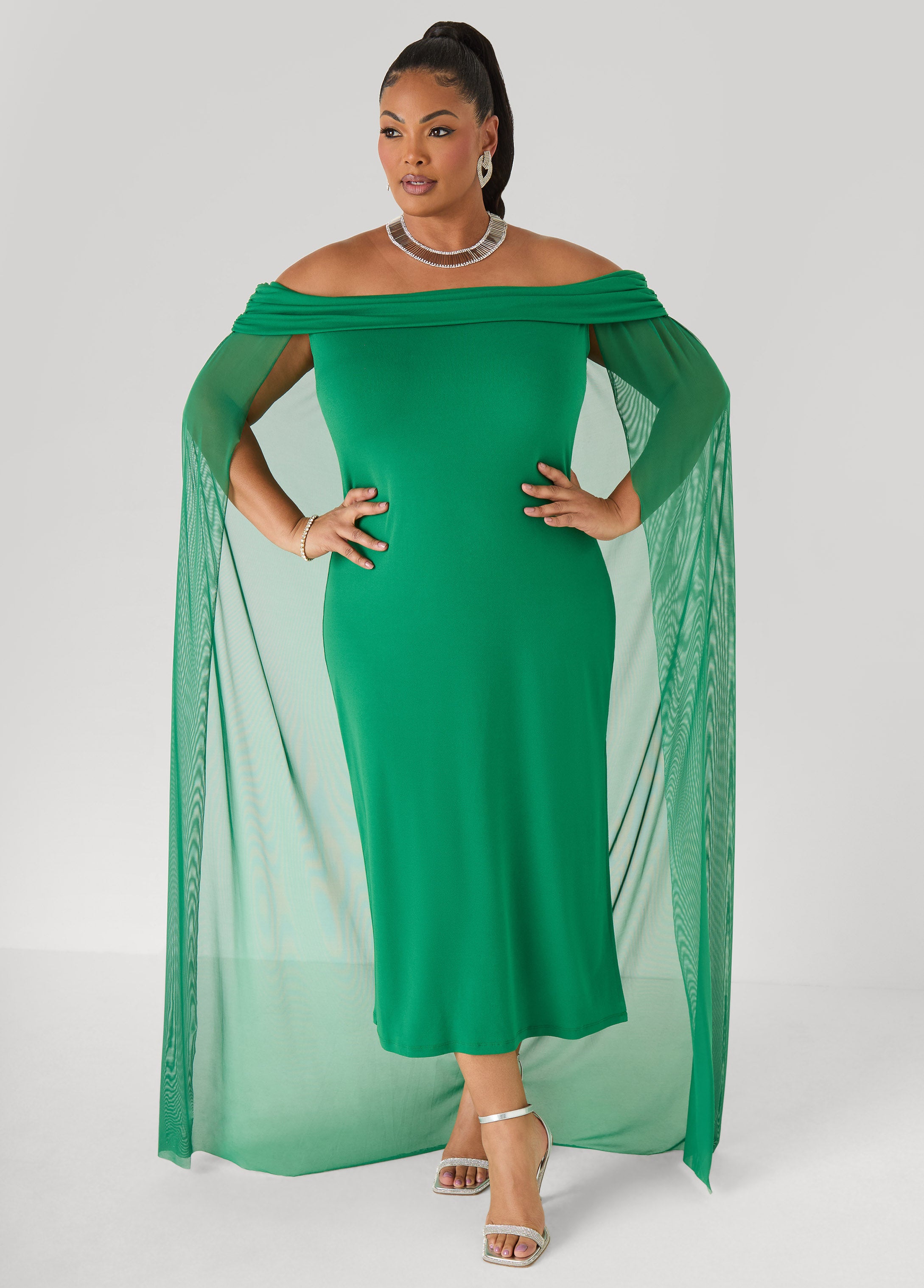 Plus Size Off The Shoulder Cape Dress, Amazon, 18/20 - Ashley Stewart Plus Size Off The Shoulder Cape Dress, Amazon, 18/20 - Ashley Stewart