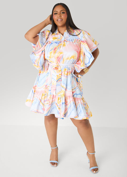 Ruffled Watercolor Dress