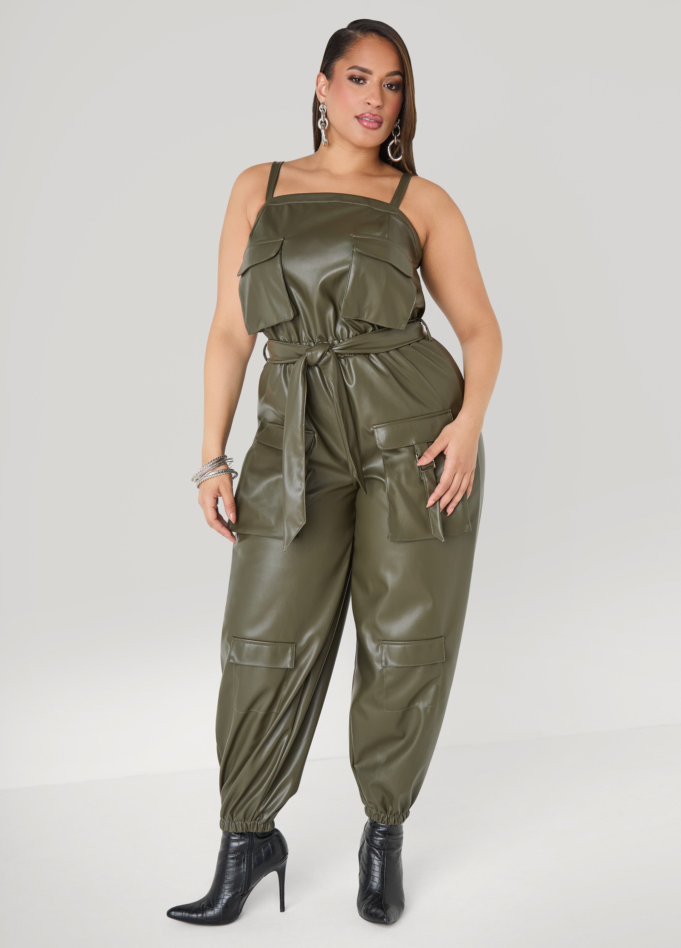Faux Leather Joggers Jumpsuit Ashley Stewart Faux Leather Joggers Jumpsuit Ashley Stewart