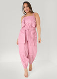 Faux Leather Joggers Jumpsuit