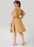 Crochet Panel A Line Shirtdress
