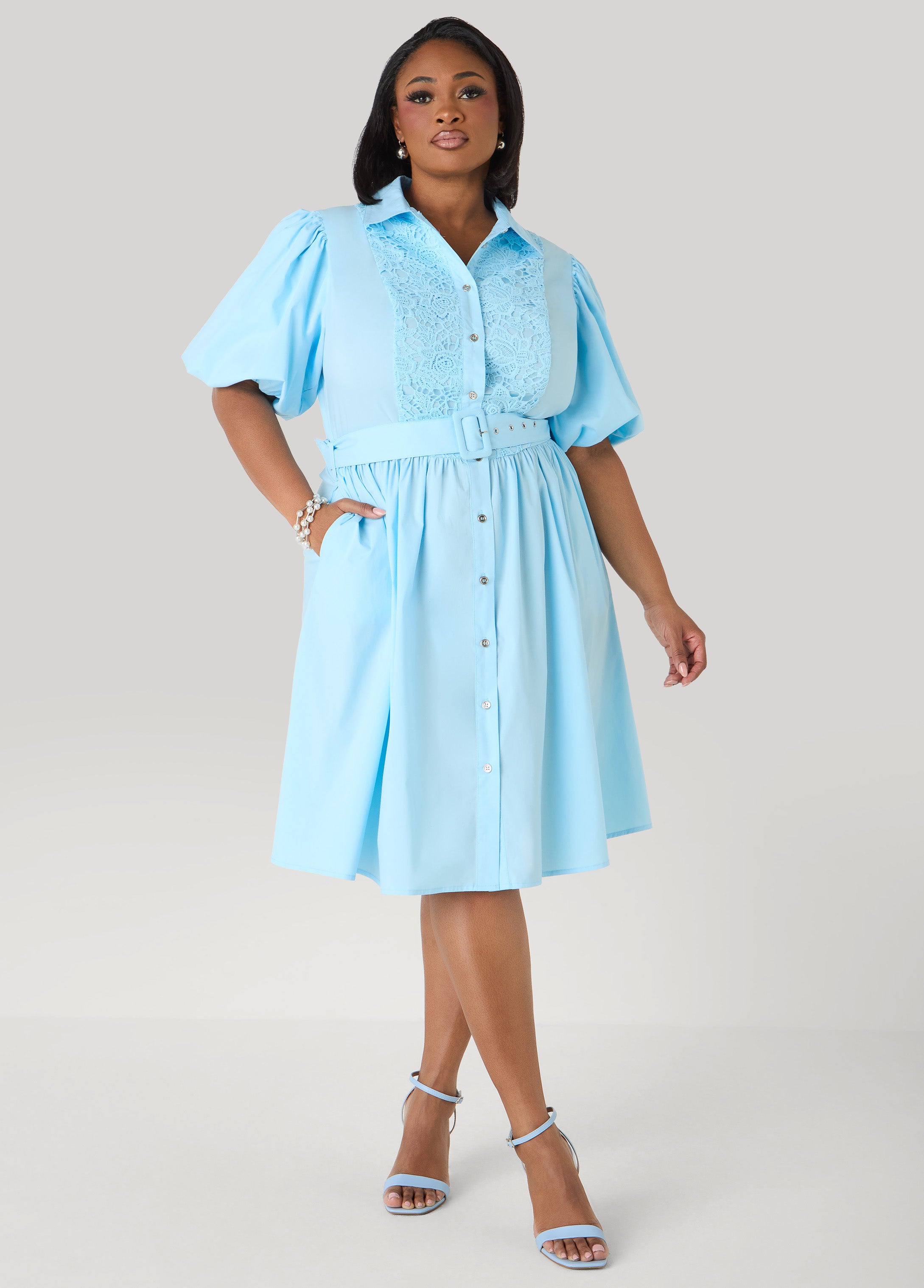 Crochet Paneled A Line Shirtdress Ashley Stewart Crochet Paneled A Line Shirtdress Ashley Stewart