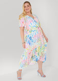 Faux Wrap Watercolor Floral Dress