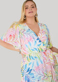 Tall Faux Wrap Watercolor Floral Dress