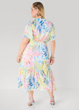 Faux Wrap Watercolor Floral Dress