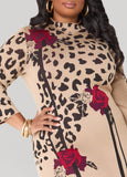 Rose And Leopard Sweater Dress