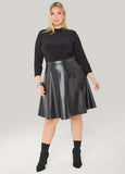 Paneled Faux Leather A Line Dress