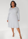 Plus Size Faux Pearl A Line Sweater Dress
