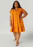 Flounced Pleated Dress