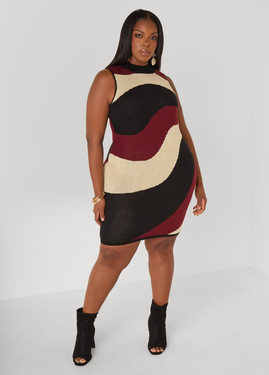 Swirl Intarsia Sweater Dress