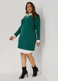 Poplin Paneled Sweater Dress