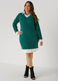 Poplin Paneled Sweater Dress