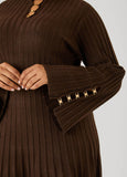 Ribbed Embellished A Line Dress