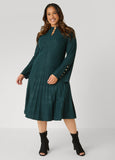 Embellished Ribbed A Line Dress