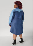 Frayed Two Tone Chambray Dress