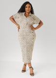 Leopard Denim Midi Dress