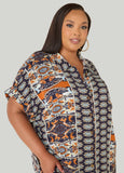 Cuffed Paisley Print Shirtdress