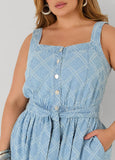 Perforated Denim Midaxi Dress